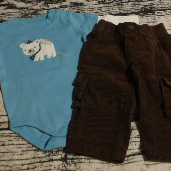 Gymboree Snow Bear Baby Boys 3-6 Month Pants 0-3 Bodysuit Outfit NWT - Picture 1 of 2
